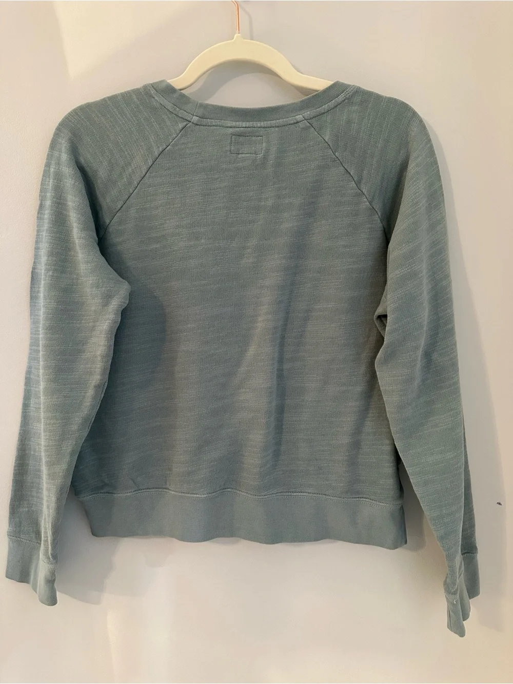 J.Crew Vintage Fleece Sweatshirt Blue Gray Crewneck Raglan Long Sleeve Size S